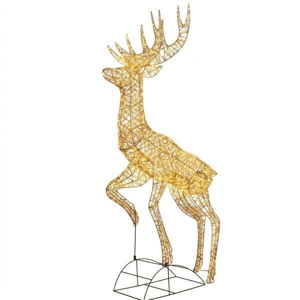 LED Metall Deko Rentier warmweiss: grosse LED Figur mit Timer für Gartendekoration, Weihnachtsdeko, Einkaufszentren & Events, IP44, 220cm