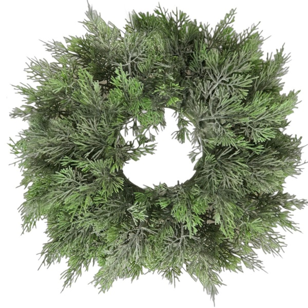 Kranz Thuja-Optik Ø 25 cm, künstlich aus Kunststoff: grüner Türkranz & Tischkranz - Dekokranz für Haustür & Tisch oder Fenster