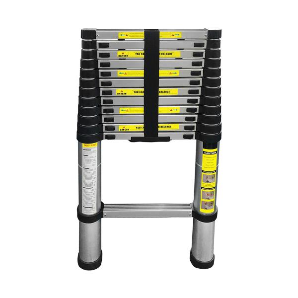 Teleskopleiter, Ausziehbare Leiter bis 3.8 m, Multifunktionsleiter mit 150kg Belastbarkeit, Rutschfeste Aluminium Dachbodenleiter mit rutschfesten Füssen