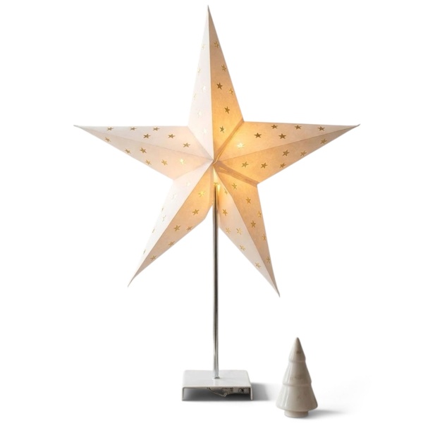 LED Leuchtstern mit Timer und Metallfuss: grosser Weihnachts- und Fensterstern stehend für moderne Weihnachtsbeleuchtung IP20, Ø60cm