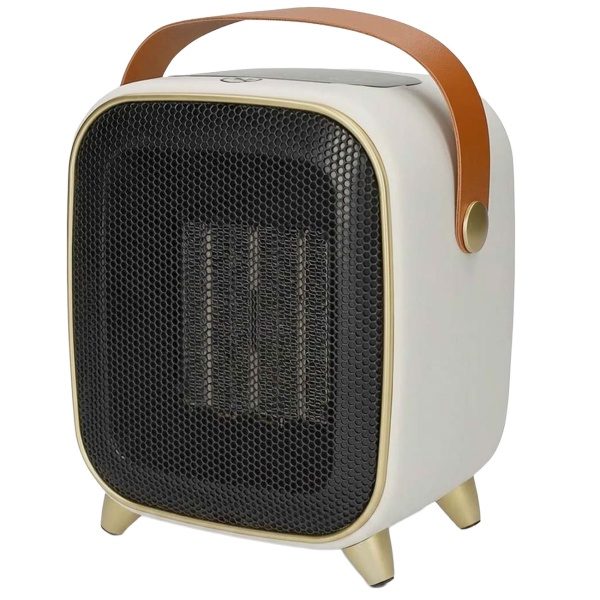 Heizlüfter Keramik 1200 W im Retro Design, leiser PTC Heizlüfter mit Thermostat, Timer, LED Display und Gebläsestufe für Räume bis 12 m²