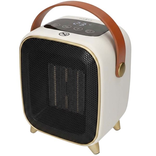 Heizlüfter Keramik 1200 W im Retro Design, leiser PTC Heizlüfter mit Thermostat, Timer, LED Display und Gebläsestufe für Räume bis 12 m²