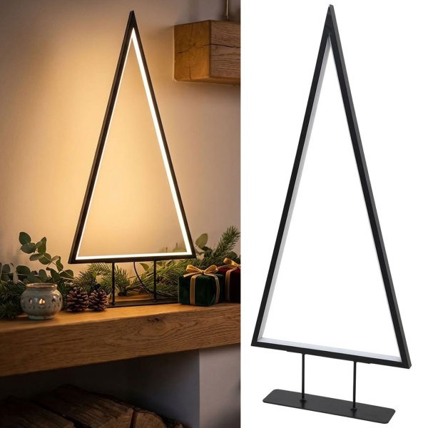 Moderne LED Deko Tannenbaum-Leuchte in Schwarz mit warmweissem Licht, 120 LEDs, elegante Tischleuchte für Weihnachten & Fensterbank