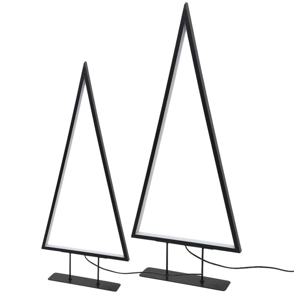 2er-Set moderne LED Deko-Tannenbaum-Leuchten in Schwarz, warmweisses Licht, 120 & 177 LEDs, elegante Tischlampen für die Fensterbank