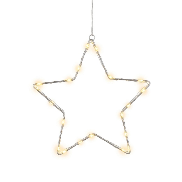 2er-Set Stimmungsvolle LED Metallsterne Ø15 cm & Ø40 cm mit Saugnapf fürs Fenster, warmweisse Lichter, Timer & Batterriebetrieb, Weihnachtsdeko