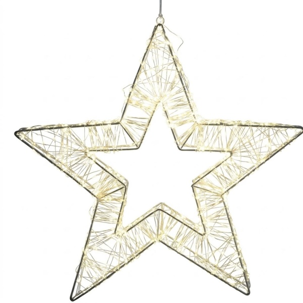 LED Weihnachtsstern 50 cm mit 860 LEDs warmweiss, Drahtgeflecht Stern mit Timer, IP44 für innen & aussen, 5 m Zuleitung, Weihnachtsbeleuchtung