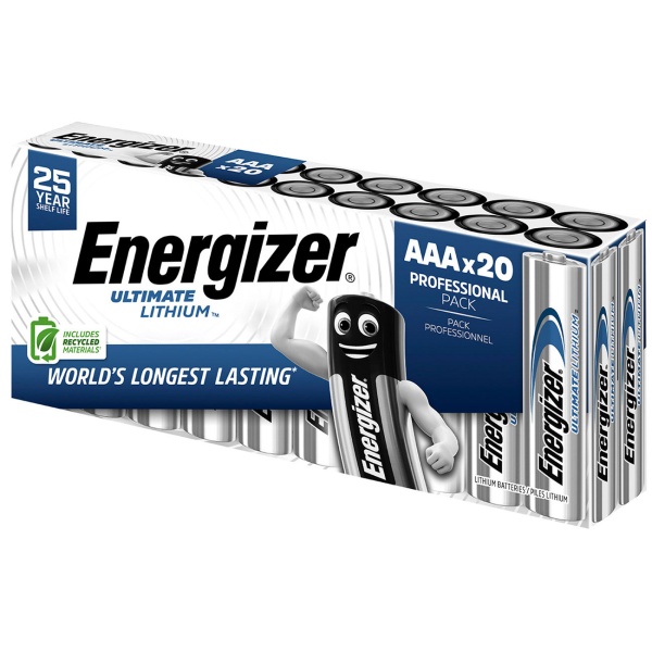 20er-Box Energizer Ultimate Lithium AAA Batterien Micro 1.5V 1250mAh – Auslaufsichere 25 Jahre Lagerfähige Microbatterien für Kamera & Outdoor