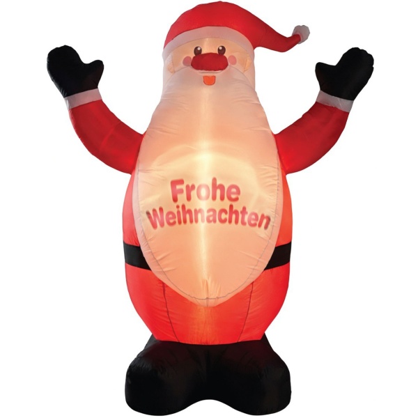 Aufblasbarer Weihnachtsmann mit LED 200 cm, eingebautes Gebläse, Frohe Weihnachten Schriftzug, IP44, Nikolaus Outdoor Deko 