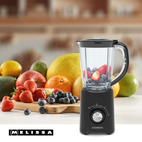 Standmixer 800 W mit 1,5 L Behälter, 4 Edelstahlklingen, 2 Stufen & Pulsfunktion, Smoothie Mixer spülmaschinenfest, schwarz