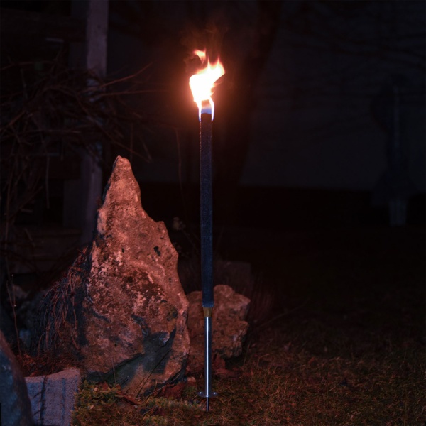 Fackelhalter Edelstahl 10er Set mit Erdspiess, rostfreie Fackelhalterung für Gartenfackeln und Wachsfackeln, mit Tropfteller, für Garten und Events