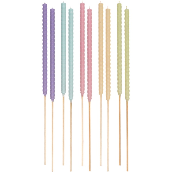 Gartenfackeln Wachs 20er Set bunt, Wachsfackeln 70 cm mit Holzstab und Baumwolldocht, ca. 3 Std. Brenndauer, Outdoor Fackeln in Pastellfarben