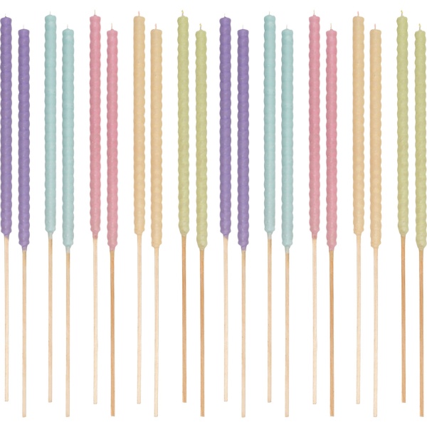 Gartenfackeln Wachs 20er Set bunt, Wachsfackeln 70 cm mit Holzstab und Baumwolldocht, ca. 3 Std. Brenndauer, Outdoor Fackeln in Pastellfarben