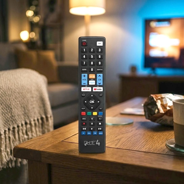 Universale Fernbedienung für Audio & Smart TV: Universalfenbedienung für 4 Geräte per App programmierbar, Ersatzfernbedienung für Fernseher & Audio