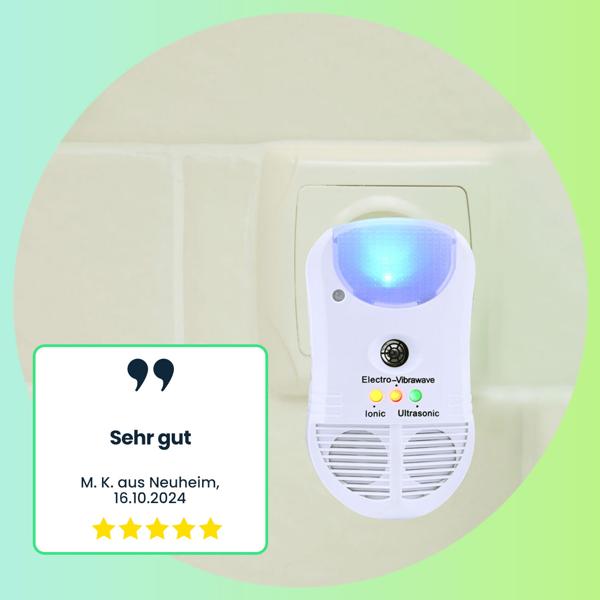 3in1 Ultraschall Insektenvertreiber mit Ionen Luftreiniger und PIR Sensor Nachtlicht, praktisch für die Steckdose, schützt bis zu 30 qm, 3 Kontroll LEDs