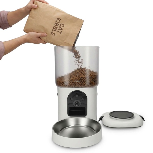 Futterautomat für Katzen und Hunde mit Kamera und App, WLAN Futterspender 4,5 l mit 2K Live-Video, Zwei-Wege-Audio, Portionierung und Edelstahlnapf
