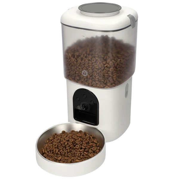Futterautomat für Katzen und Hunde mit Kamera und App, WLAN Futterspender 4,5 l mit 2K Live-Video, Zwei-Wege-Audio, Portionierung und Edelstahlnapf