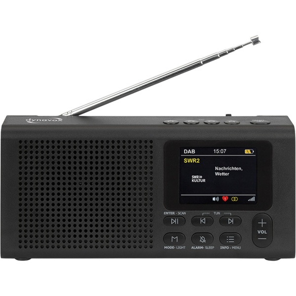 DAB+ Radio tragbar mit Bluetooth und Weckfunktion, Digitalradio DAB+ und UKW, Farbdisplay, 2 Weckzeiten, Netz- oder Batteriebetrieb, schwarz