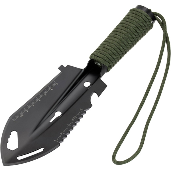 Multifunktionsschaufel 10-in-1 aus Kohlenstoffstahl, Outdoor Schaufel mit Säge, Schneidkante und Paracord Griff, mit Tasche, für Camping und Bushcraft