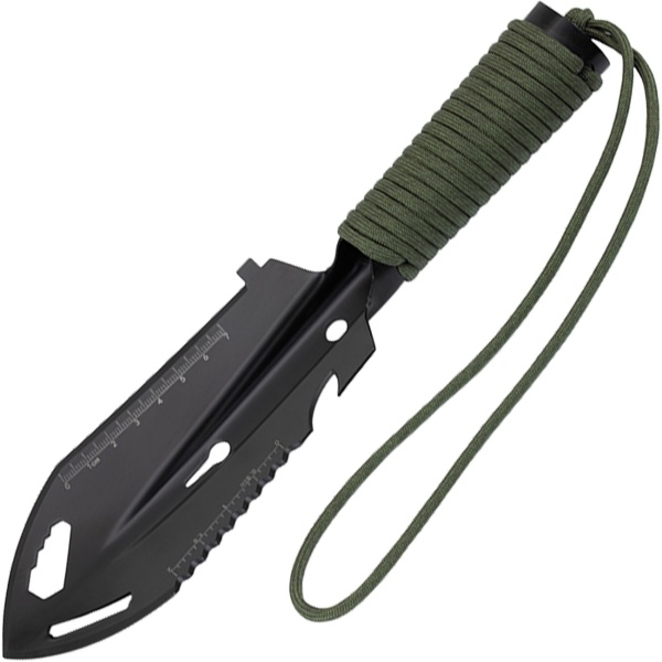 Multifunktionsschaufel 10-in-1 aus Kohlenstoffstahl, Outdoor Schaufel mit Säge, Schneidkante und Paracord Griff, mit Tasche, für Camping und Bushcraft