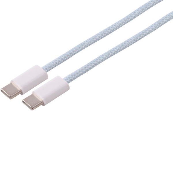 USB-C Kabel 3 m lang 240W, USB-C auf USB-C Ladekabel blau mit Textilmantel, PD 3.1 Schnellladekabel, USB 2.0 Datenkabel für Laptop, Tablet, Handy