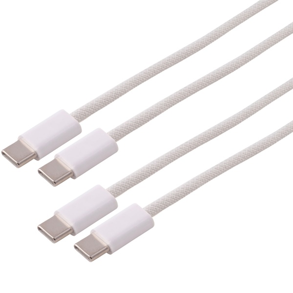 2er-Set USB-C Kabel 1 m weiss 240W, USB-C auf USB-C Ladekabel mit Nylon Textilmantel, PD 3.1 Schnellladekabel und Datenkabel USB 2.0 für Laptop und Handy