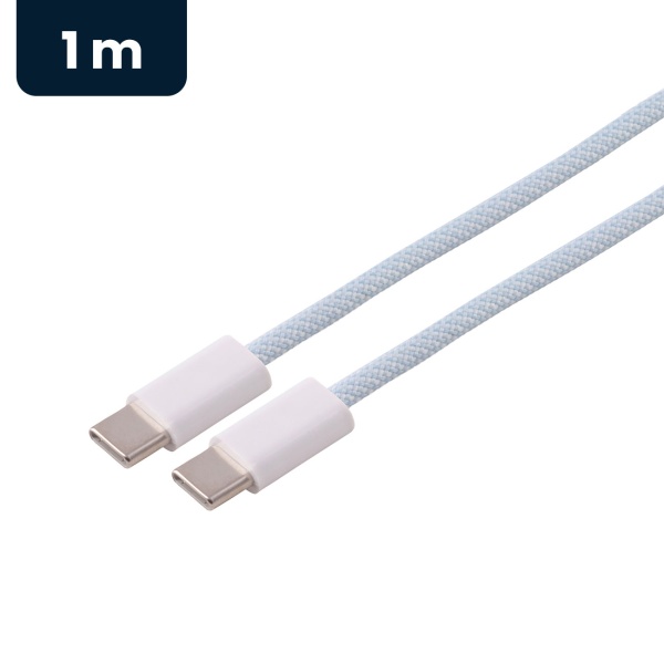 2er-Set USB-C Kabel 1 m blau 240W, USB-C auf USB-C Ladekabel mit Nylon Textilmantel, PD 3.1 Schnellladekabel und Datenkabel USB 2.0 für Laptop und Handy