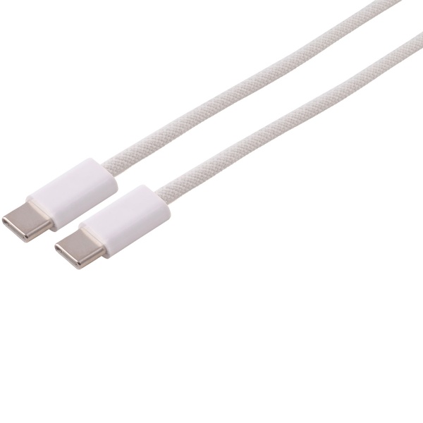USB-C Kabel 3 m lang 240W, USB-C auf USB-C Ladekabel weiss mit Textilmantel, PD 3.1 Schnellladekabel, USB 2.0 Datenkabel für Laptop, Tablet, Handy