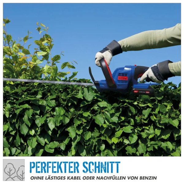 Akku Heckenschere 18V mit 51 cm Schnittlänge, kabellose Heckenschere mit Diamantschliff Messern und drehbarem Griff, ohne Akku und Ladegerät