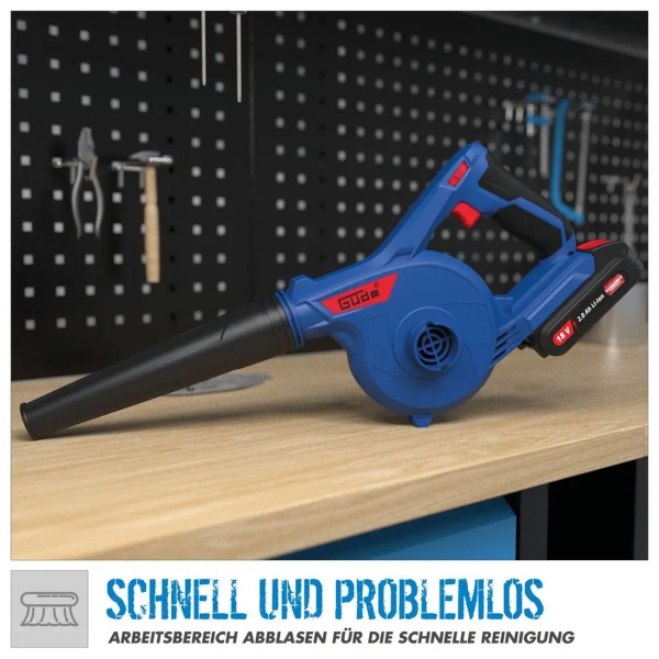Akku Bläser und Sauger 18V kompakt, Akku Gebläse und Handsauger 2 in 1 mit 3 Stufen und Schmutzfangsack für Werkstatt, ohne Akku und Ladegerät