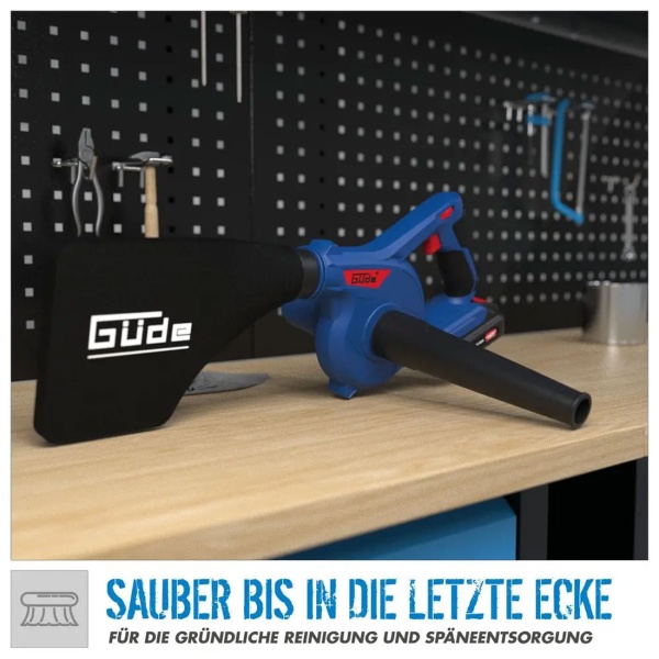 Akku Bläser und Sauger 18V kompakt, Akku Gebläse und Handsauger 2 in 1 mit 3 Stufen und Schmutzfangsack für Werkstatt, ohne Akku und Ladegerät