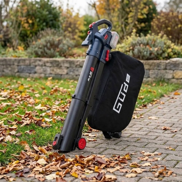 Akku Laubsauger 36V mit Häcksler, Laubbläser und Laubsauger 3 in 1 mit Turbo, 45 l Fangsack, Rollen und Schultergurt, ohne Akku und Ladegerät