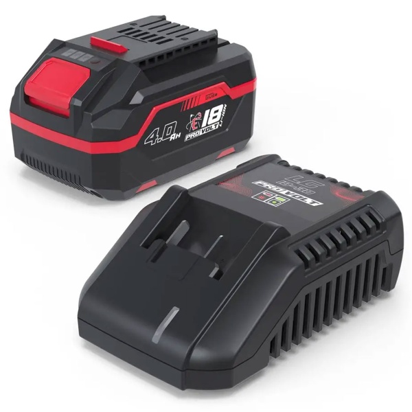 Akku und Ladegerät Set 18V, Starter Kit mit 4,0 Ah Akku und 3 A Schnellladegerät, Ersatzakku 72 Wh für Akku Gartengeräte und Akkuwerkzeug