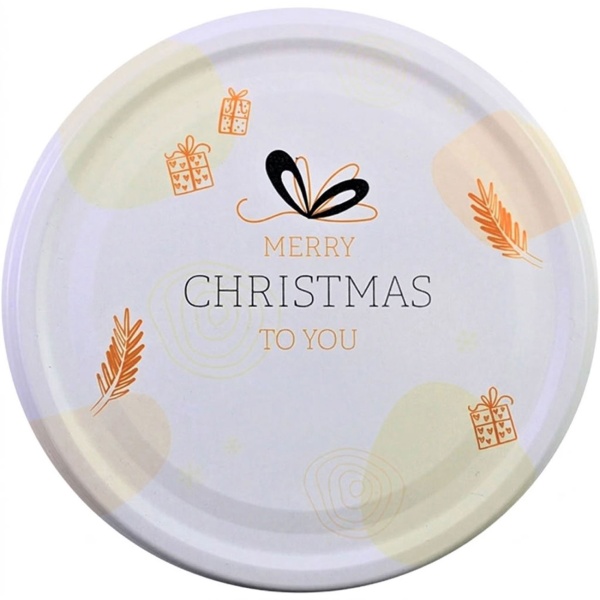 Einmachglas Deckel Ø 66 mm mit «Merry Christmas to you», 3er-Pack, Metall Schraubdeckel weiss , Geschenk- und Zweigmotiv für Weihnachtsgeschenke im Glas