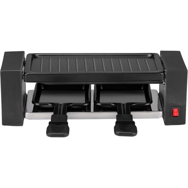 Raclette Grill für 2 Personen 400 W, Mini Raclette Ofen mit Grillplatte, 2 antihaftbeschichteten Pfännchen und Spateln, kompakt