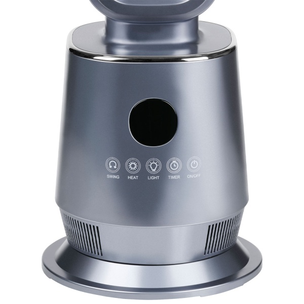 Heizlüfter ohne Rotor 2000 W, rotorloser PTC Keramik Heizlüfter mit Fernbedienung, Thermostat, 45° Oszillation, Timer und Ambientelicht, silber