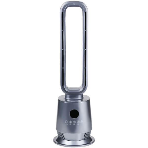 Heizlüfter ohne Rotor 2000 W, rotorloser PTC Keramik Heizlüfter mit Fernbedienung, Thermostat, 45° Oszillation, Timer und Ambientelicht, silber