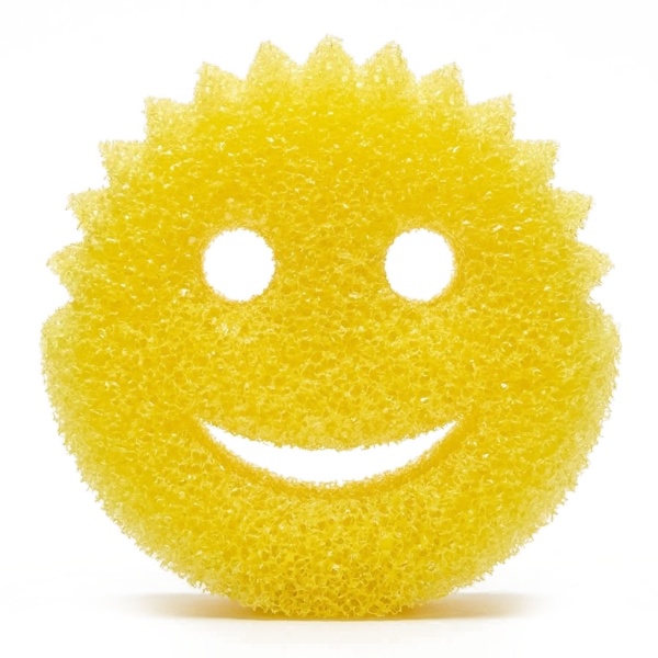 Scrub Daddy Original Reinigungsschwamm, Smiley Spülschwamm mit FlexTexture, hart in kaltem und weich in warmem Wasser, kratzfrei, spülmaschinengeeignet