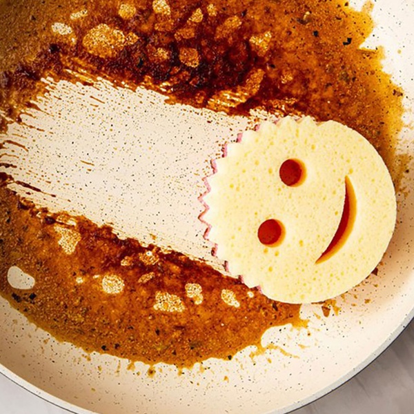 Scrub Mommy Pink doppelseitiger Reinigungsschwamm, Smiley Spülschwamm mit Schrubbseite und weicher Schaumseite, kratzfrei, spülmaschinengeeignet