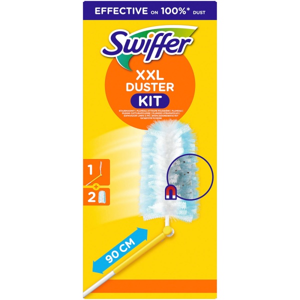Swiffer Staubmagnet XXL Starterset mit Teleskopgriff und 2 Staubtüchern, Staubwedel ausziehbar für Decken, Schränke, Lampen und hohe Regale
