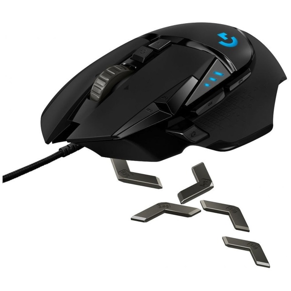 Gaming Maus Logitech G502 HERO kabelgebunden in Schwarz, HERO 25K Sensor, 11 programmierbare Tasten, RGB-Beleuchtung, verstellbare Gewichte