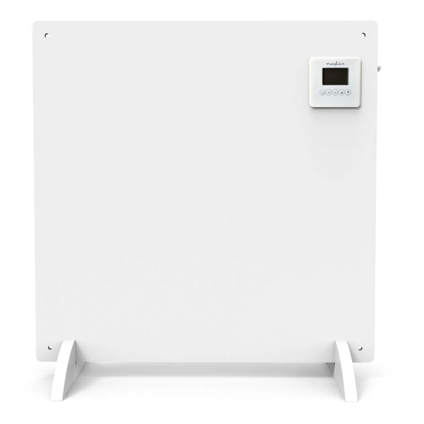 Infrarotheizung 425 W Heizpaneel 61 x 63 cm, mit digitalem Thermostat, Wochentimer und LCD-Display, IP44, freistehend oder an der Wand, weiss