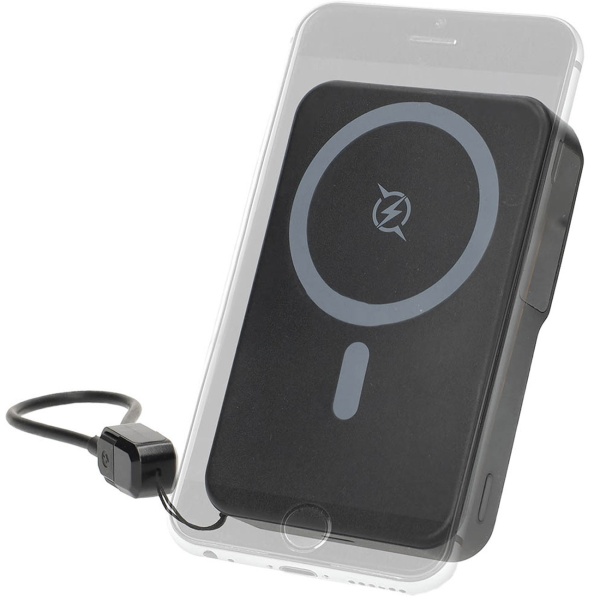 Powerbank 10.000 mAh magnetisch mit kabellosem Laden bis 25 W, USB-C bis 35 W, LCD-Display und Standfunktion, kompakter Akku für Smartphone, schwarz