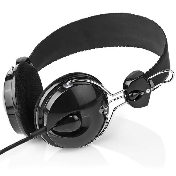 On-Ear Kopfhörer mit USB-C Kabel, kabelgebunden mit 40 mm Treibern, gepolsterten Ohrpolstern und verstellbarem Kopfbügel, geflochtenes Kabel 1,1 m, schwarz