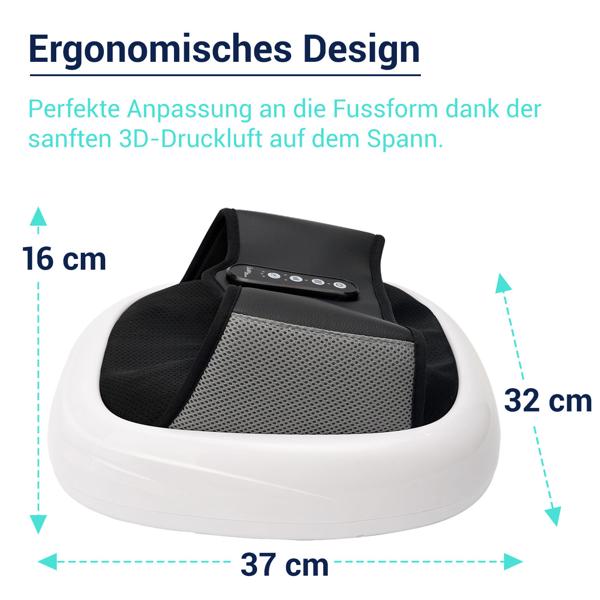 3D Shiatsu Fussmassagegerät mit Wärme & Luftdruck. Rollenmassage für Fusssohle, Ferse, Zehen inkl. Akupunkturfunktion, tiefenentspannend
