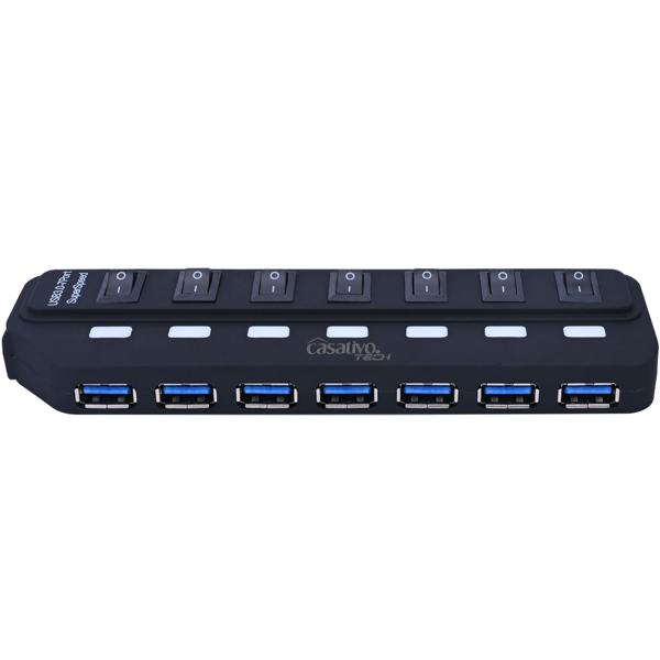 Hochwertiger aktiver USB 3.0 Hub für bis zu 7 Geräte – schneller Datentransfer, USB-A Anschlüsse, einzeln schaltbar, kompakt & leistungsstark