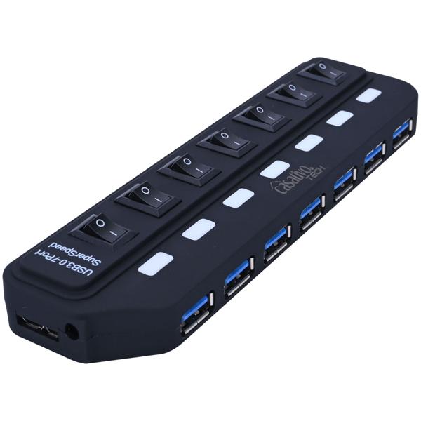 Hochwertiger aktiver USB 3.0 Hub für bis zu 7 Geräte – schneller Datentransfer, USB-A Anschlüsse, einzeln schaltbar, kompakt & leistungsstark