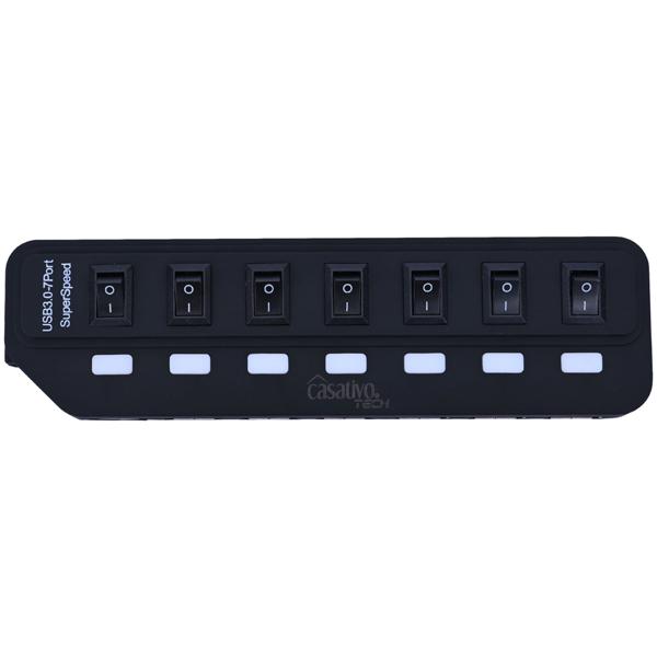 Hochwertiger aktiver USB 3.0 Hub für bis zu 7 Geräte – schneller Datentransfer, USB-A Anschlüsse, einzeln schaltbar, kompakt & leistungsstark