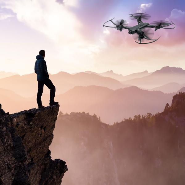 Quadrocopter-Drohne, HD Kamera, FPV, Live View per App, 6 Achsen Gyroskop, faltbar, OpticalFlow, Headless Steuerung, für Erwachsene und Kinder