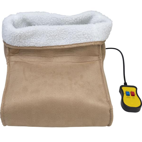 Kuscheliger 2in1 Fusswärmer, Vibrationsmassage, Fernbedienung, Teddyfutter, braun - Warme Füsse & entspannende Massage, Wohlfühlkomfort