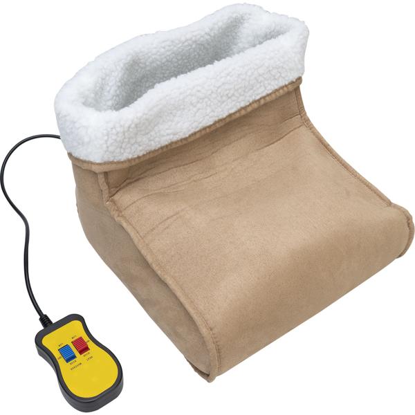 Kuscheliger 2in1 Fusswärmer, Vibrationsmassage, Fernbedienung, Teddyfutter, braun - Warme Füsse & entspannende Massage, Wohlfühlkomfort